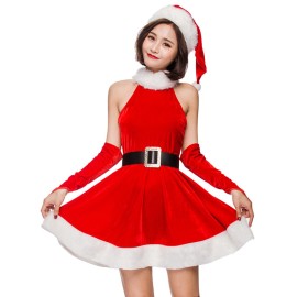 2022 Girls Christmas Santa Costume Dress with Hat and Accessories