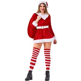 Sexy Santa Costume for Women with Bag Christmas Party Dress