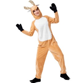 Unisex Christmas Reindeer Cosplay Costume Jumpsuit for Adults