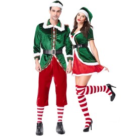 Christmas Elf Couple Costume Set for Lovers Men and Women