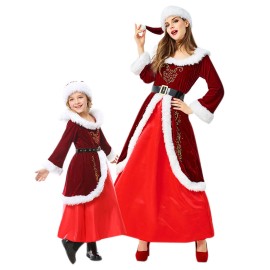 Mrs. Santa Claus Long Party Dress Christmas Cosplay Costumes for Adults & Kids