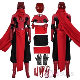 Female Daredevil Cosplay Costume Elektra Red Suit Top Level