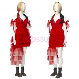 Harley Quinn Red Dress The Suicide Squad Cosplay Costume Top Level