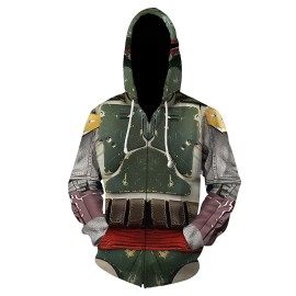 The Mandalorian Boba Fett Zip Up Hoodie for Casual and Cosplay Wear
