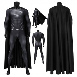 Justice Dawn Super Hero Clark Kent Black Jumpsuit With Cape