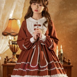 Vintage Princess Lolita Dress with Long Sleeves for Daily Wear