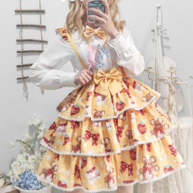 Daily Cute Printed Lolita Short Strap Skirt