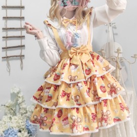 Daily Cute Printed Lolita Short Strap Skirt