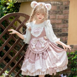 Lovely Polka Dot Princess Lolita Bud Jumper Skirt