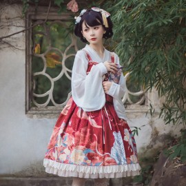 Elegant Chinese Style High Waist Lolita Jumper Skirt