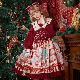 Christmas Bear Sweet Lolita Long Sleeve Dress