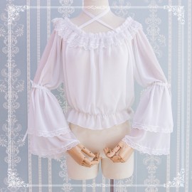 Chiffon Off-Shoulder Lolita Long Sleeve Blouse
