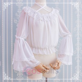 Chiffon Off-Shoulder Lolita Long Sleeve Blouse