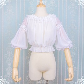 Chiffon Off-Shoulder Lolita Half Sleeve Blouse