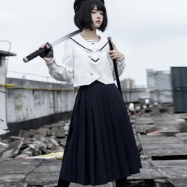 College Style Sailor Lolita Long Sleeve Outfit Set