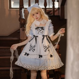 Daily Lovely Butterfly Print Lolita Short Sleeve Dress