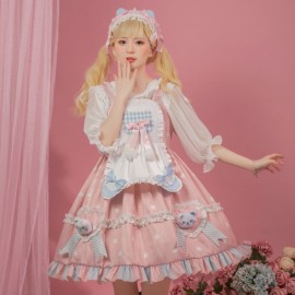 Adorable Bear Print Lolita Jumper Skirt