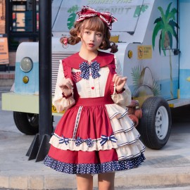 Daily Cute Polka Dot Lolita Cake Skirt Two-Piece Set