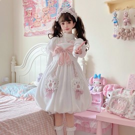 Autumn Winter Cozy Thickened Lolita Woolen Dress Set