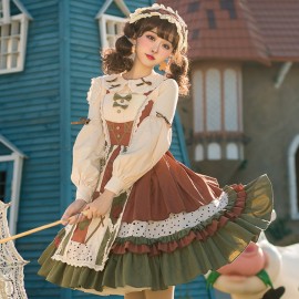 Japanese Pastoral Style Lolita Jumper Skirt Set