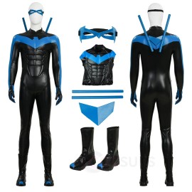 Dark Wing Hero Dick Grayson Comic Edition Blue Cosplay Costumes