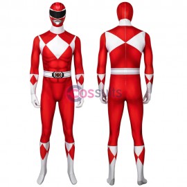 Red Mighty Morphin Suit Power Rangers Cosplay Costume