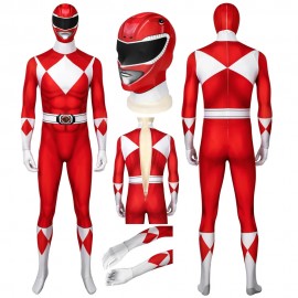 Red Mighty Morphin Suit Power Rangers Cosplay Costume