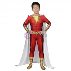 Billy Batson Costume For Kids Fury of the Gods Spandex Printed Cosplay Suits