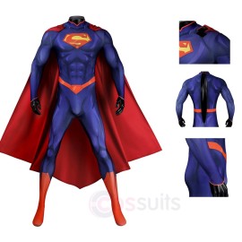 Superhero Universe The New 52 Superhero Clark Kent Cosplay Costume Superhero Jumpsuit with Cloak