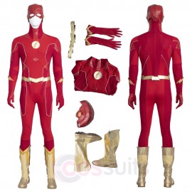 TF S8 Cosplay Costumes Barry Allen Suit With Golden Boots
