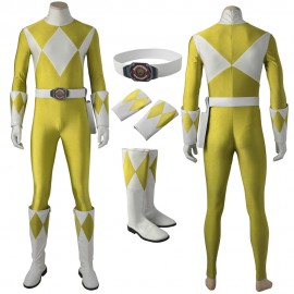 Yellow Ranger Cosplay Costume Mighty Morphin Power Rangers Cosplay Suit