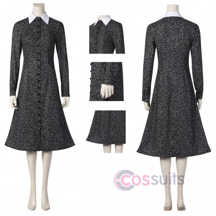 2022 Wednesday The Addams Family Cosplay Costume Black Dress - CosSuits