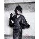 Shadow Stalker Gothic PU Leather Coat with Faux Fur Cape