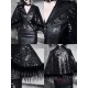 Shadow Stalker Gothic PU Leather Coat with Faux Fur Cape