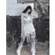 Madhouse Distressed Knit Off-Shoulder Top