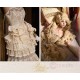 Blood Supply Sparkling Diamonds Ruffled Bow Lace-Up Irregular Gothic Elegant Lolita Skirt & Corset Set