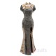 Blood Supply Gothic Punk Button Slim Snake Pattern Fishtail Long Slit Cheongsam Dress