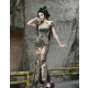 Blood Supply Gothic Punk Button Slim Snake Pattern Fishtail Long Slit Cheongsam Dress