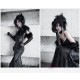 Blood Supply Gothic Bodycon Cami Dress Evening Gown PU Leather Mermaid Dress