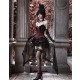 Blood Supply Gothic Corset Top with Lace Mesh Yarn Trailing Skirt Set