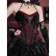 Blood Supply Gothic Corset Top with Lace Mesh Yarn Trailing Skirt Set