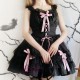 Sweet and Edgy Gothic Lolita Slip Dress with Long Sleeve Overlay
