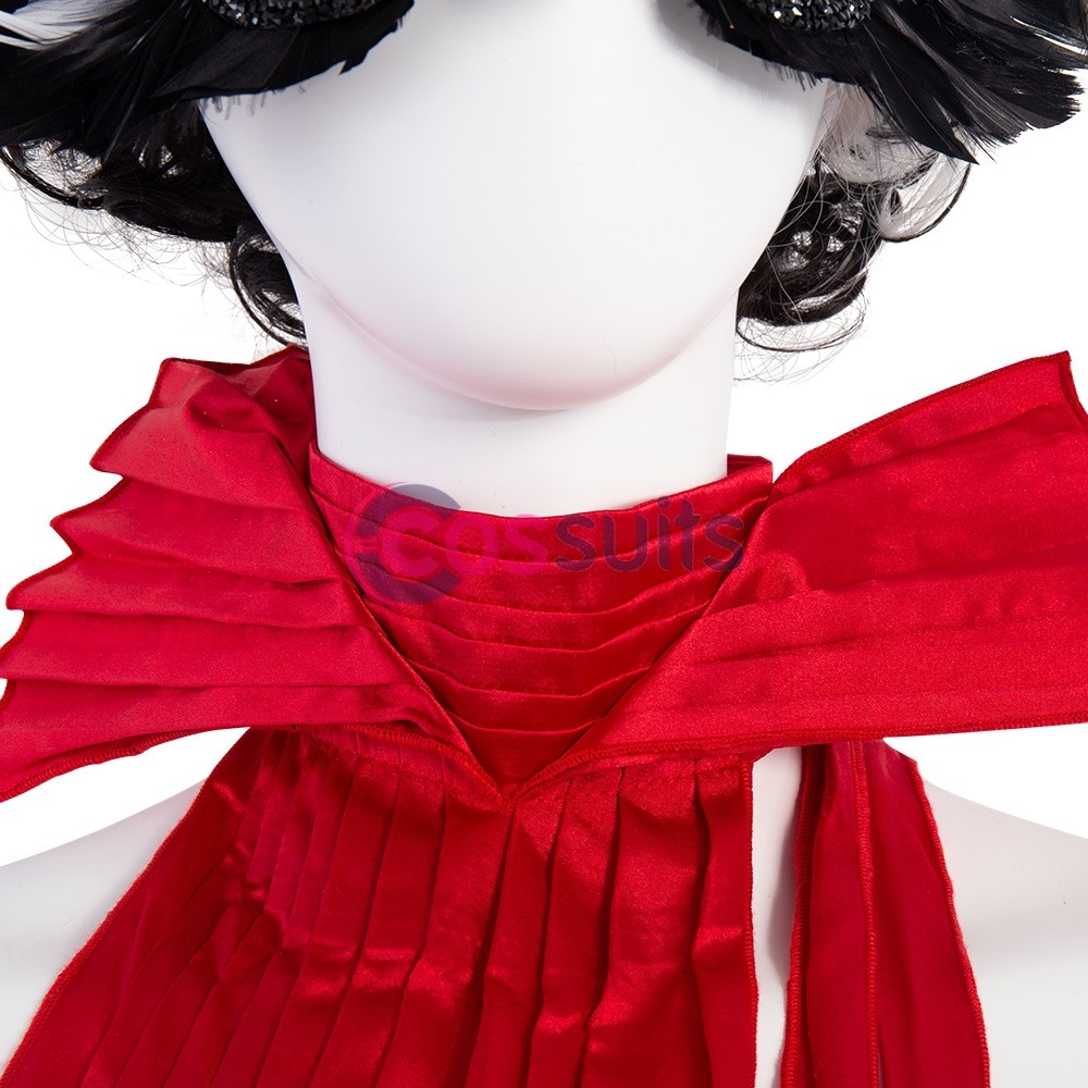 Cruella de Vil Cosplay Costume Emma Stone Red Dress With Wig