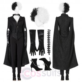 cruella de vil black dress cosfun 2021 Movie Cruella Estella Cruella de Vil Cosplay Black Costume